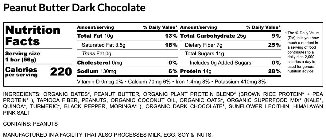 Peanut Butter Dark Chocolate (8 Bars)